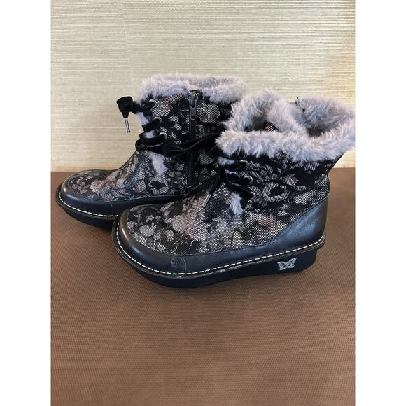 Alegria Twisp Dame TWI-579 Leather and Faux Fur Boots Size 5 Comfort - Picture 1 of 6